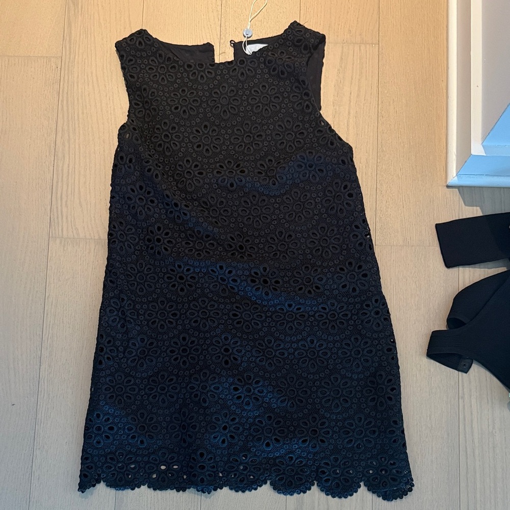 HILLHOUSE BLACK Sleeveless Eyelet Sheath Dress